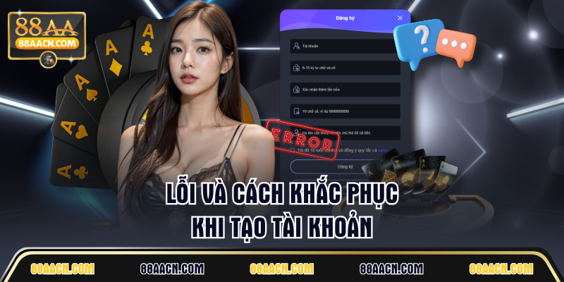 Lỗi và cách khắc phục khi tạo tài khoản